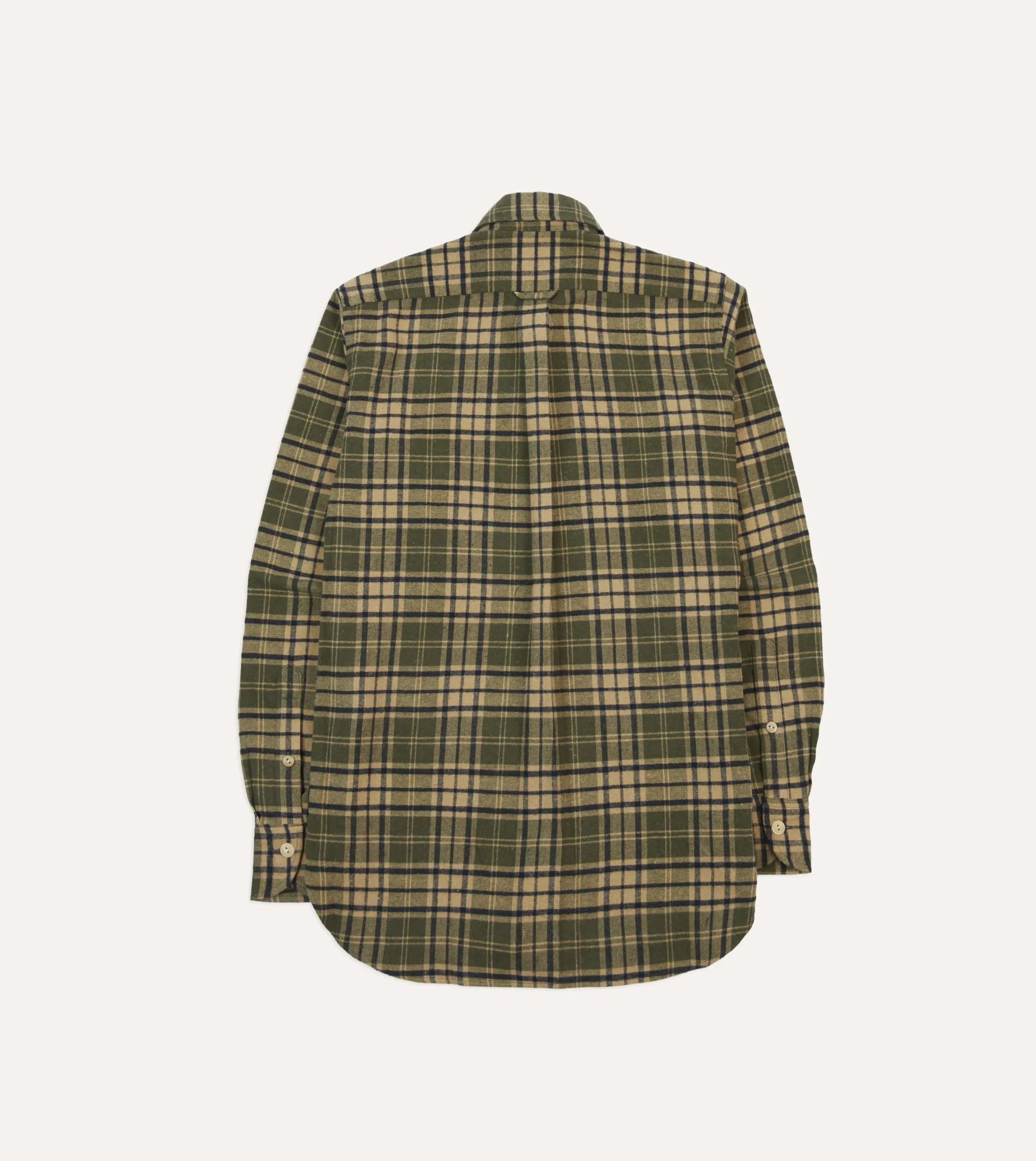 Drake’s Green Check Brushed Cotton Two-Pocket Work Shirt
