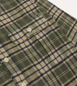 Drake’s Green Check Brushed Cotton Two-Pocket Work Shirt