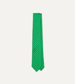 Drake’s Green Circular Dot Silk Self Tipped Tie