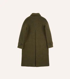 Drake’s Green Donegal Wool Twill Raglan Coat