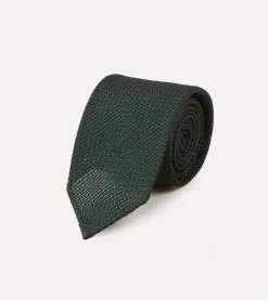 Drake’s Green Hand Rolled Large Knot Grenadine Tie