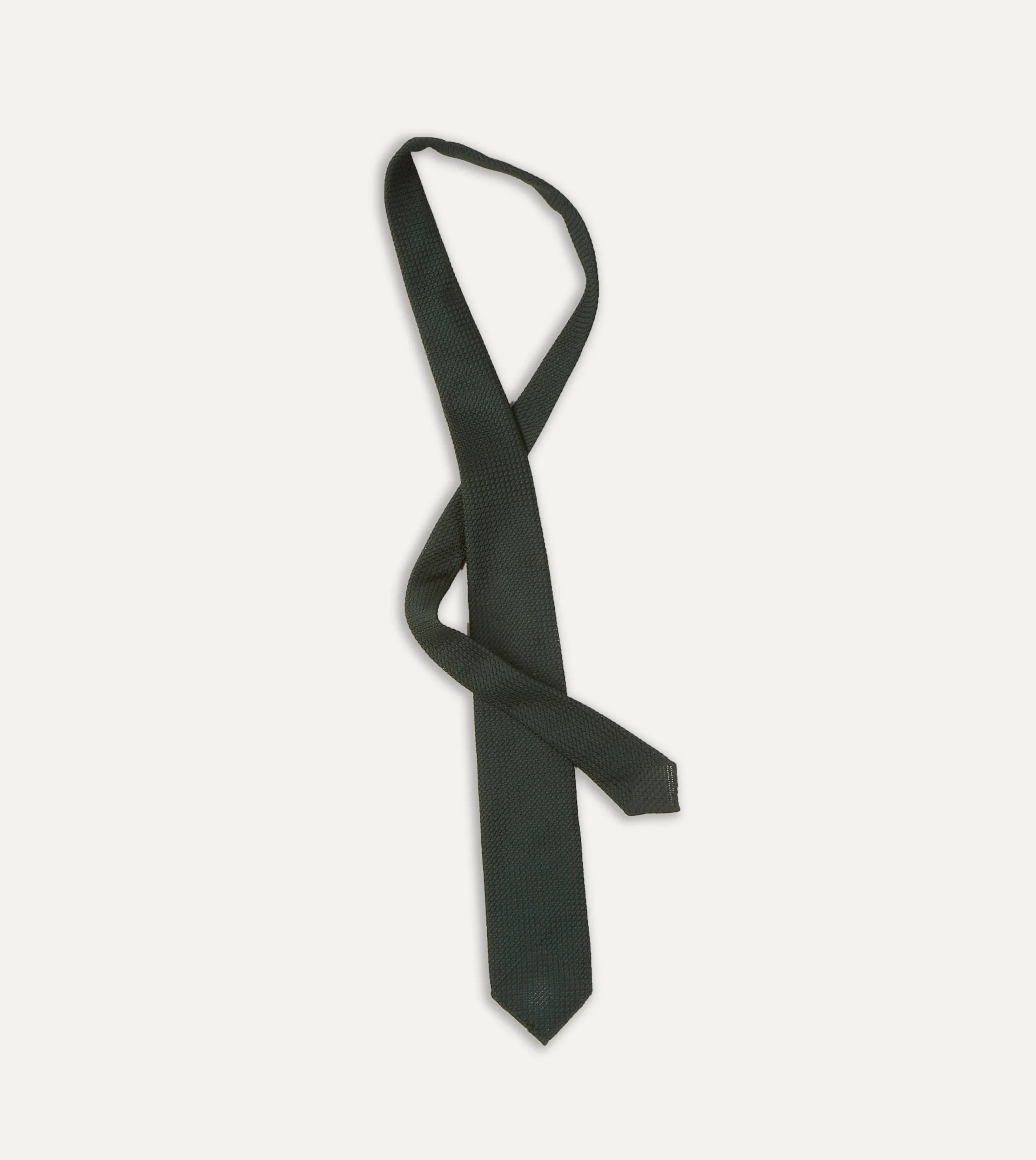 Drake’s Green Hand Rolled Large Knot Grenadine Tie