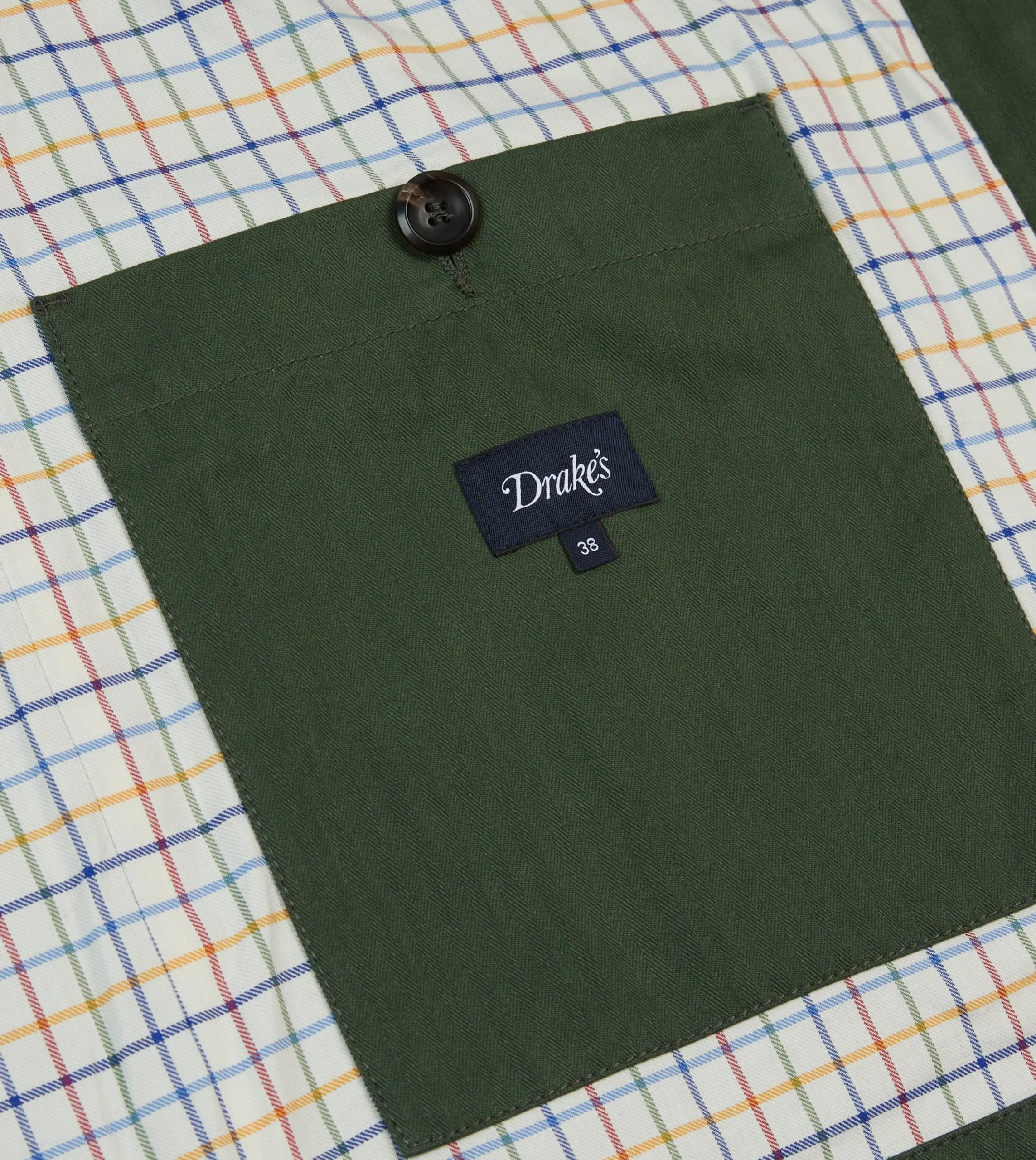 Drake’s Green Herringbone Cotton Three-Pocket Chore Jacket
