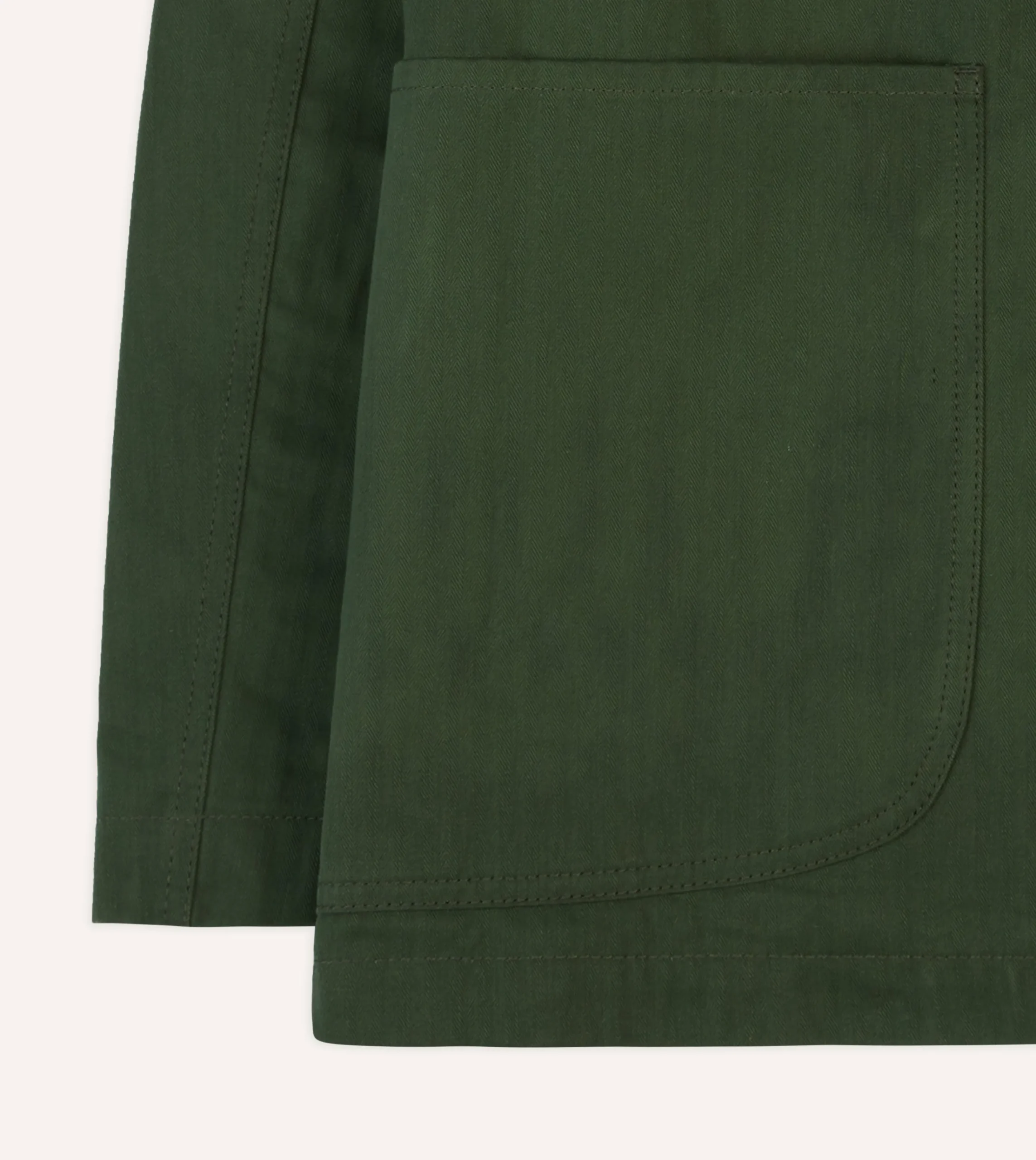 Drake’s Green Herringbone Cotton Three-Pocket Chore Jacket