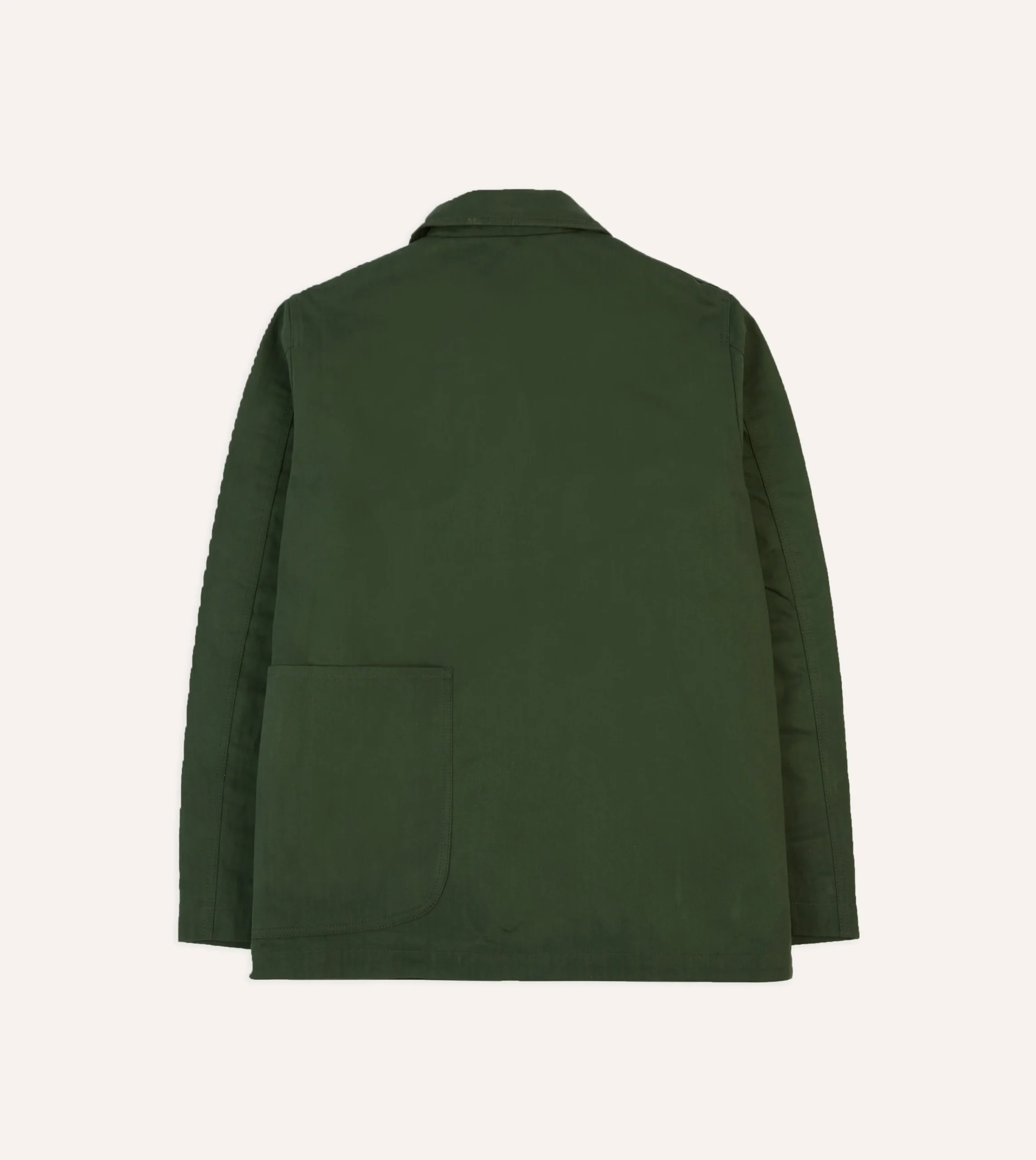 Drake’s Green Herringbone Cotton Three-Pocket Chore Jacket
