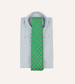 Drake’s Hexagon Tile Print Silk Self-Tipped Tie