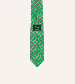 Drake’s Hexagon Tile Print Silk Self-Tipped Tie