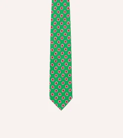 Drake’s Hexagon Tile Print Silk Self-Tipped Tie