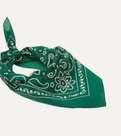 Drake’s Paisley Print Cotton Bandana