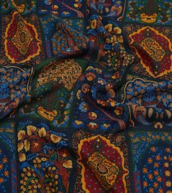 Drake’s Green Patchwork Wool-Silk Scarf