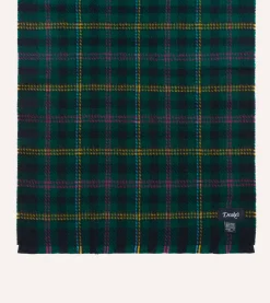 Drake’s Green Tartan Check Wool Scarf
