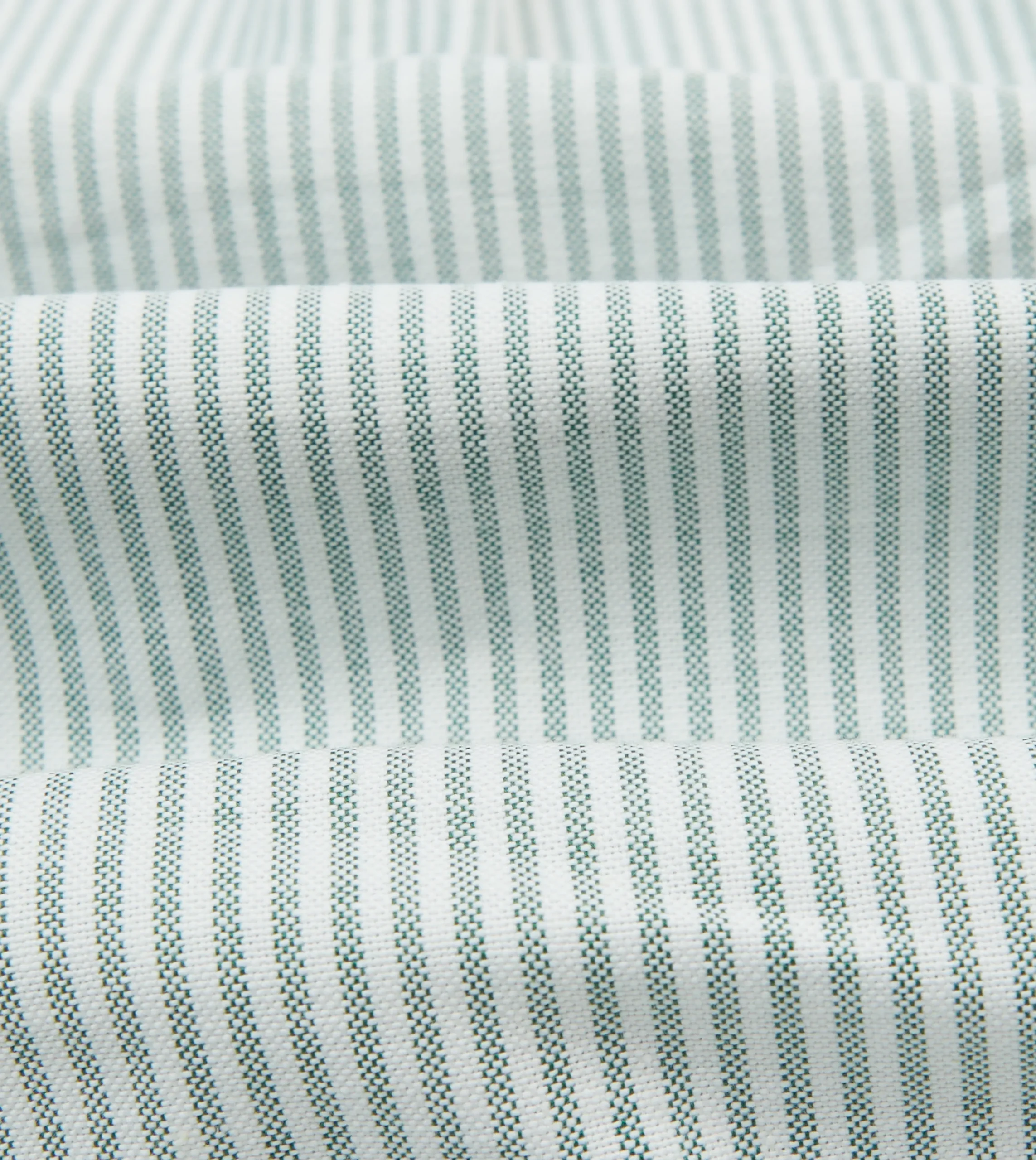 Drake’s Green Ticking Stripe Cotton Oxford Cloth Pocket Button-Down Shirt
