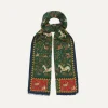 Drake’s Green Unicorn Print Wool-Silk Scarf