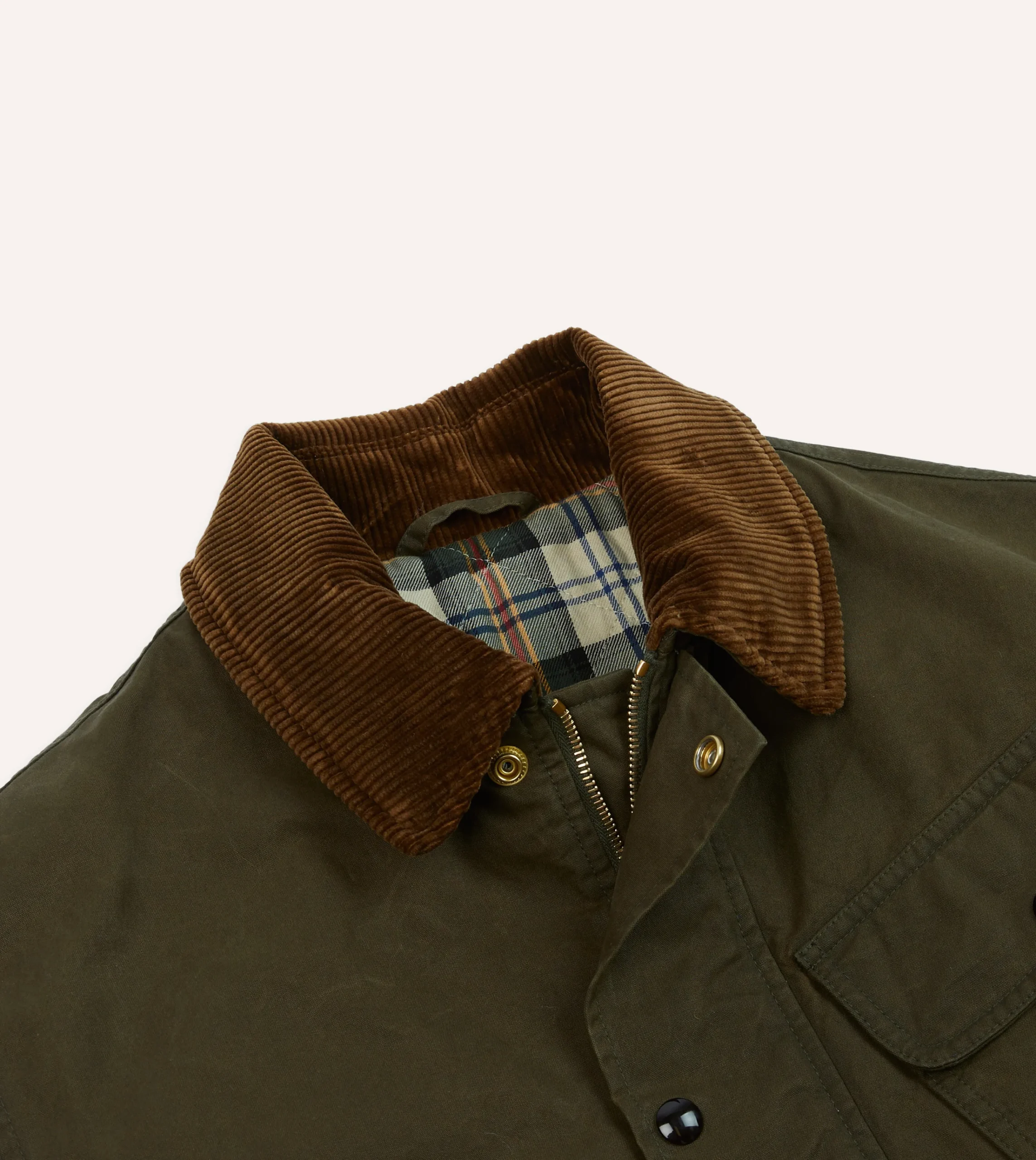 Drake’s Green Waxed Cotton Wader Jacket With Blanket Lining