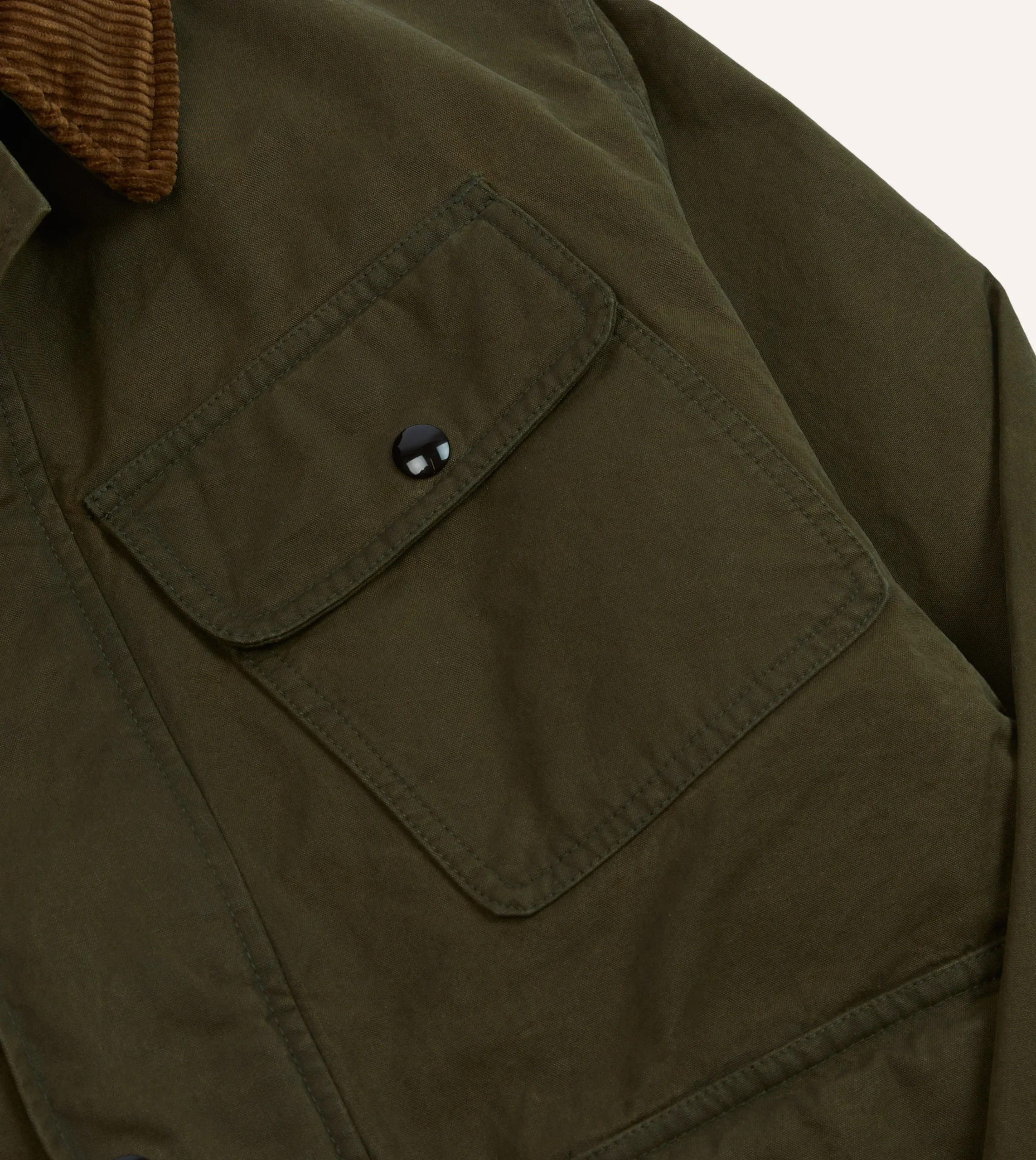 Drake’s Green Waxed Cotton Wader Jacket With Blanket Lining