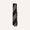 Drake’s Grey And Black Block Stripe Hand Rolled Wool Tie