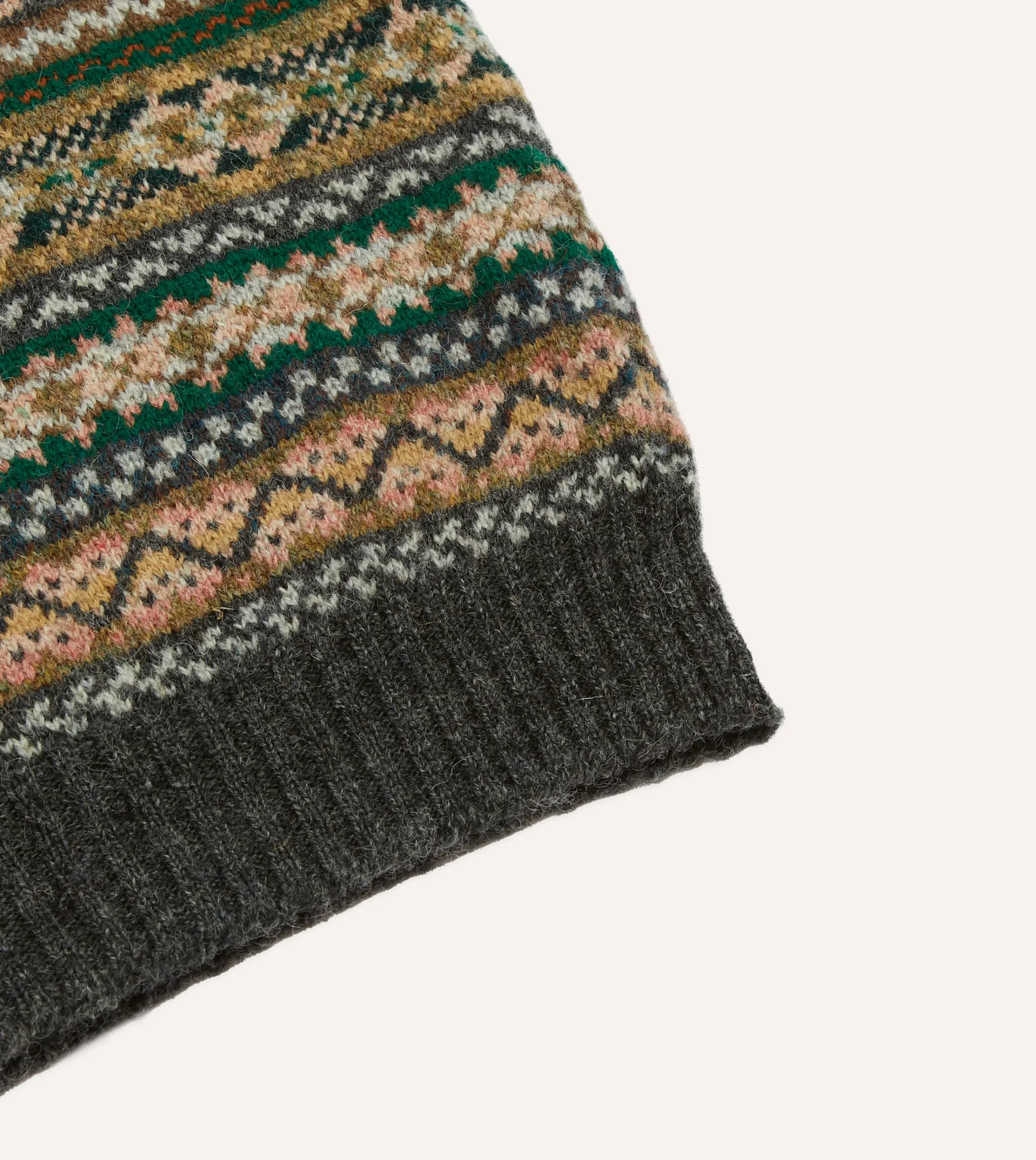 Drake’s Grey Fair Isle Lambswool Sleeveless V-Neck Jumper