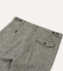 Drake’s Grey Harris Tweed One Pleat Games Trousers