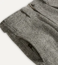 Drake’s Grey Harris Tweed One Pleat Games Trousers
