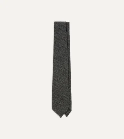 Drake’s Grey Herringbone Hand Rolled Wool Tie