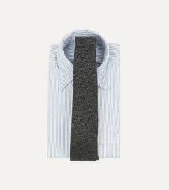 Drake’s Grey Herringbone Hand Rolled Wool Tie
