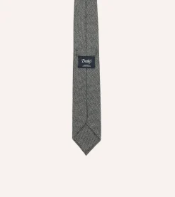 Drake’s Grey Herringbone Hand Rolled Wool Tie