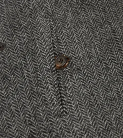 Drake’s Grey Herringbone Wool Raglan Coat