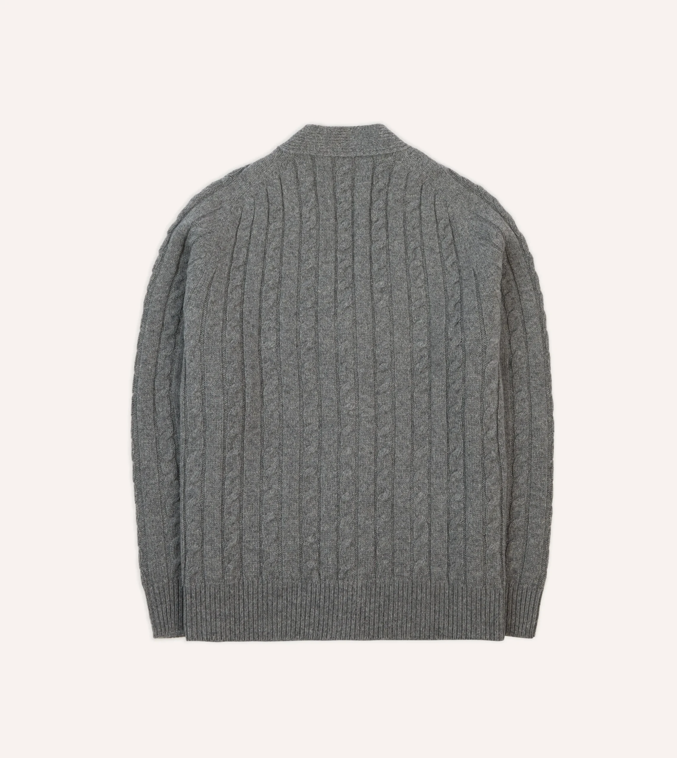 Drake’s Grey Lambswool 6 Button Cable Knit Cardigan