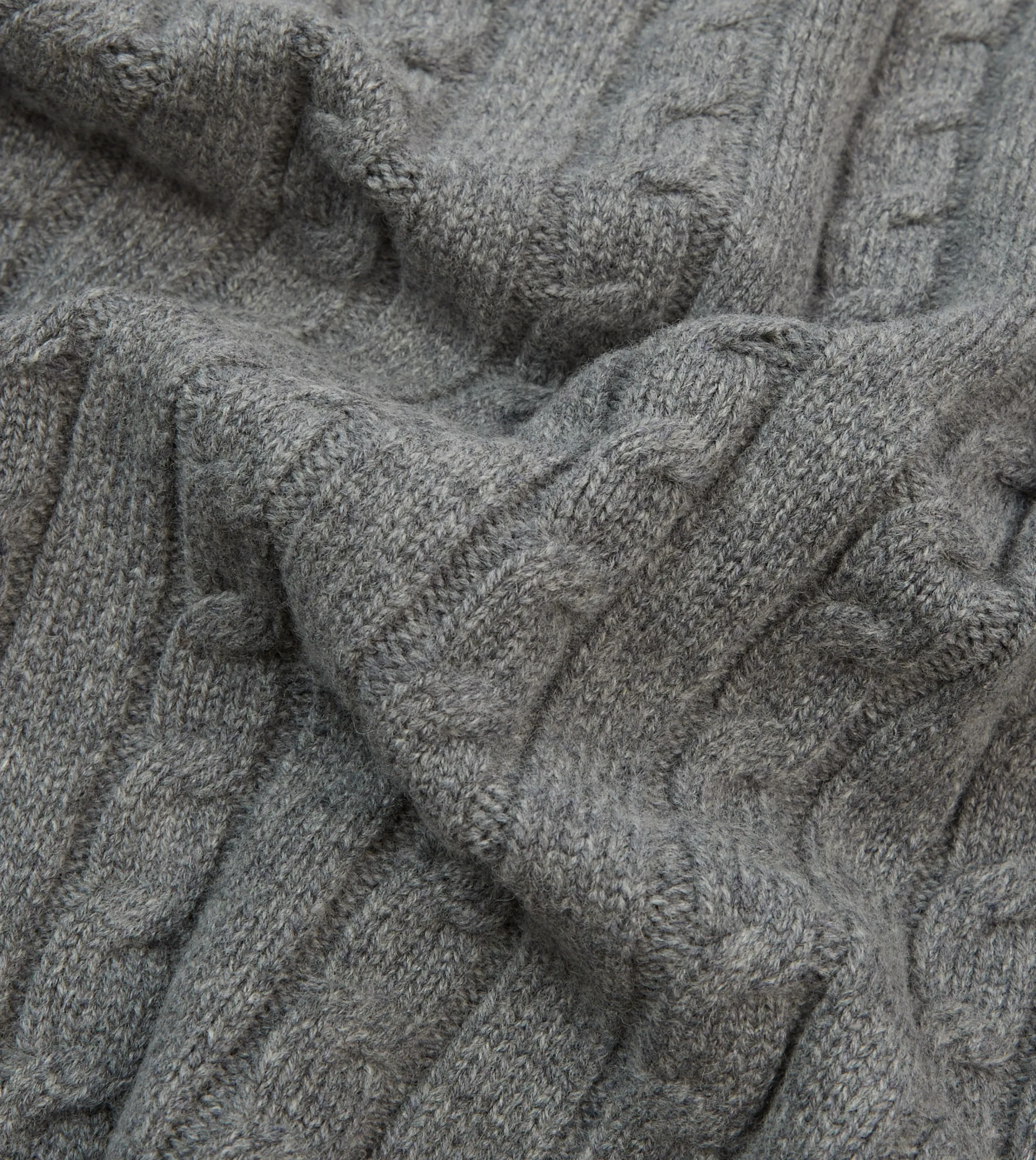 Drake’s Grey Lambswool 6 Button Cable Knit Cardigan