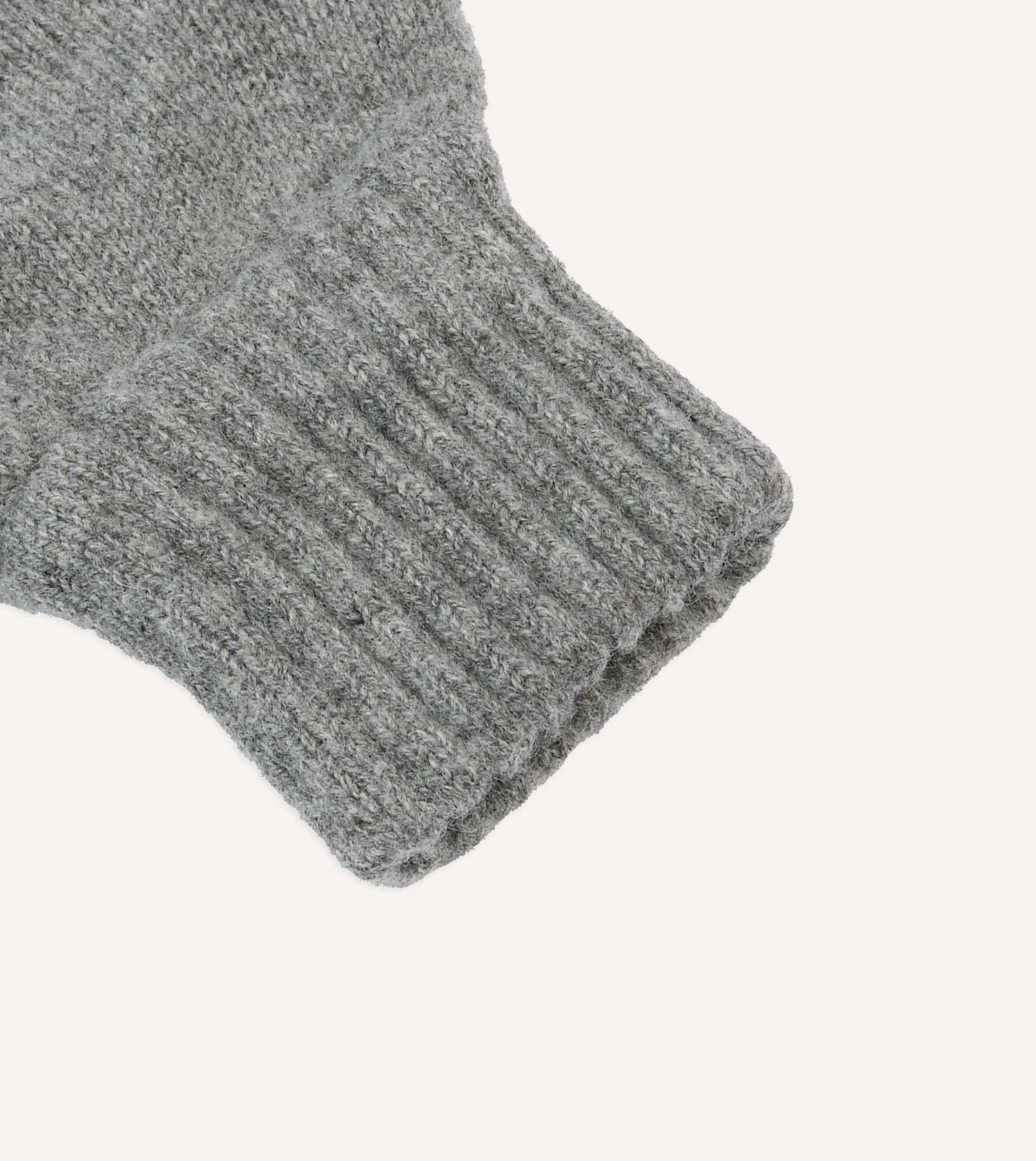 Drake’s Grey Lambswool Knitted Gloves
