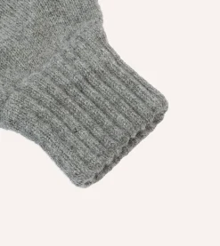Drake’s Grey Lambswool Knitted Gloves