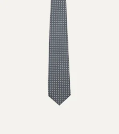 Drake’s Grey Mini Circular Dot Silk Self Tipped Tie