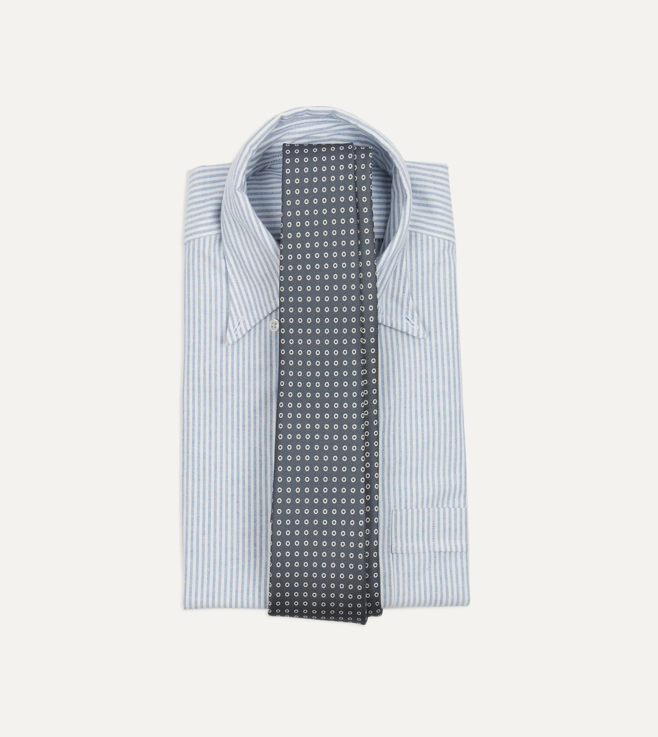 Drake’s Grey Mini Circular Dot Silk Self Tipped Tie