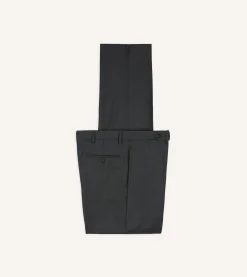 Drake’s Grey Worsted Wool Flat Front Trouser