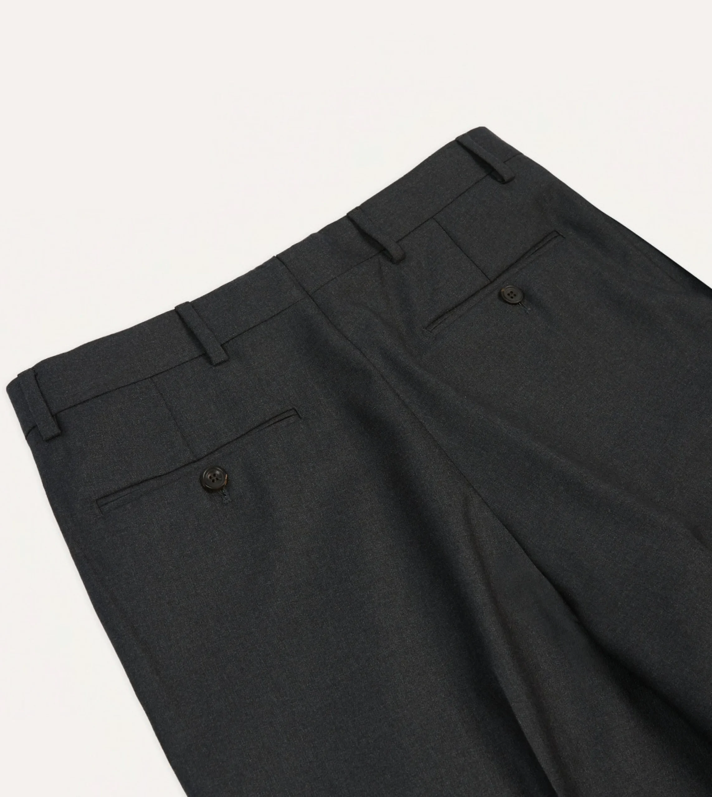 Drake’s Grey Worsted Wool Flat Front Trouser