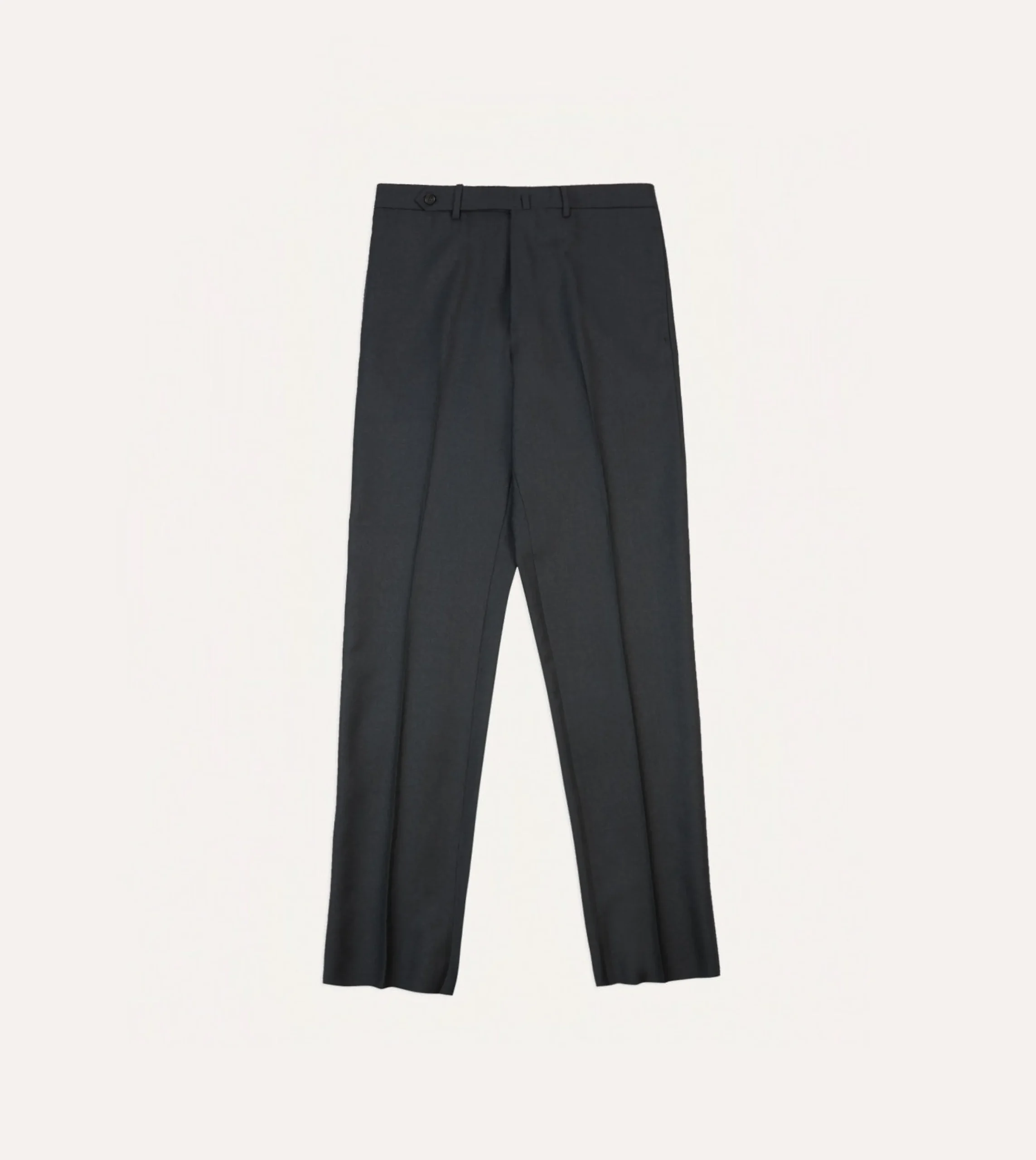 Drake’s Grey Worsted Wool Flat Front Trouser