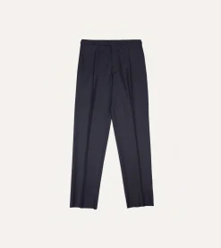 Drake’s Grey Worsted Wool Single Pleat Trouser