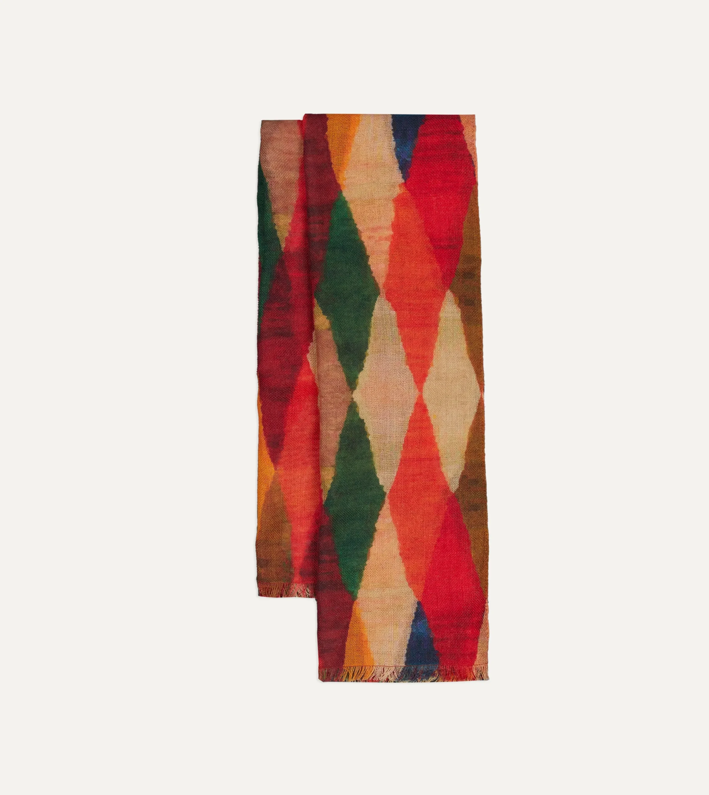 Drake’s Harlequin Print Wool Gauze Scarf