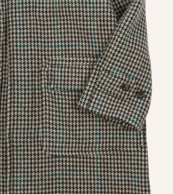 Drake’s Houndstooth Check Wool Raglan Coat