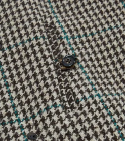 Drake’s Houndstooth Check Wool Raglan Coat
