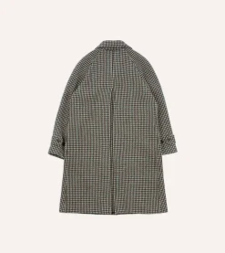 Drake’s Houndstooth Check Wool Raglan Coat
