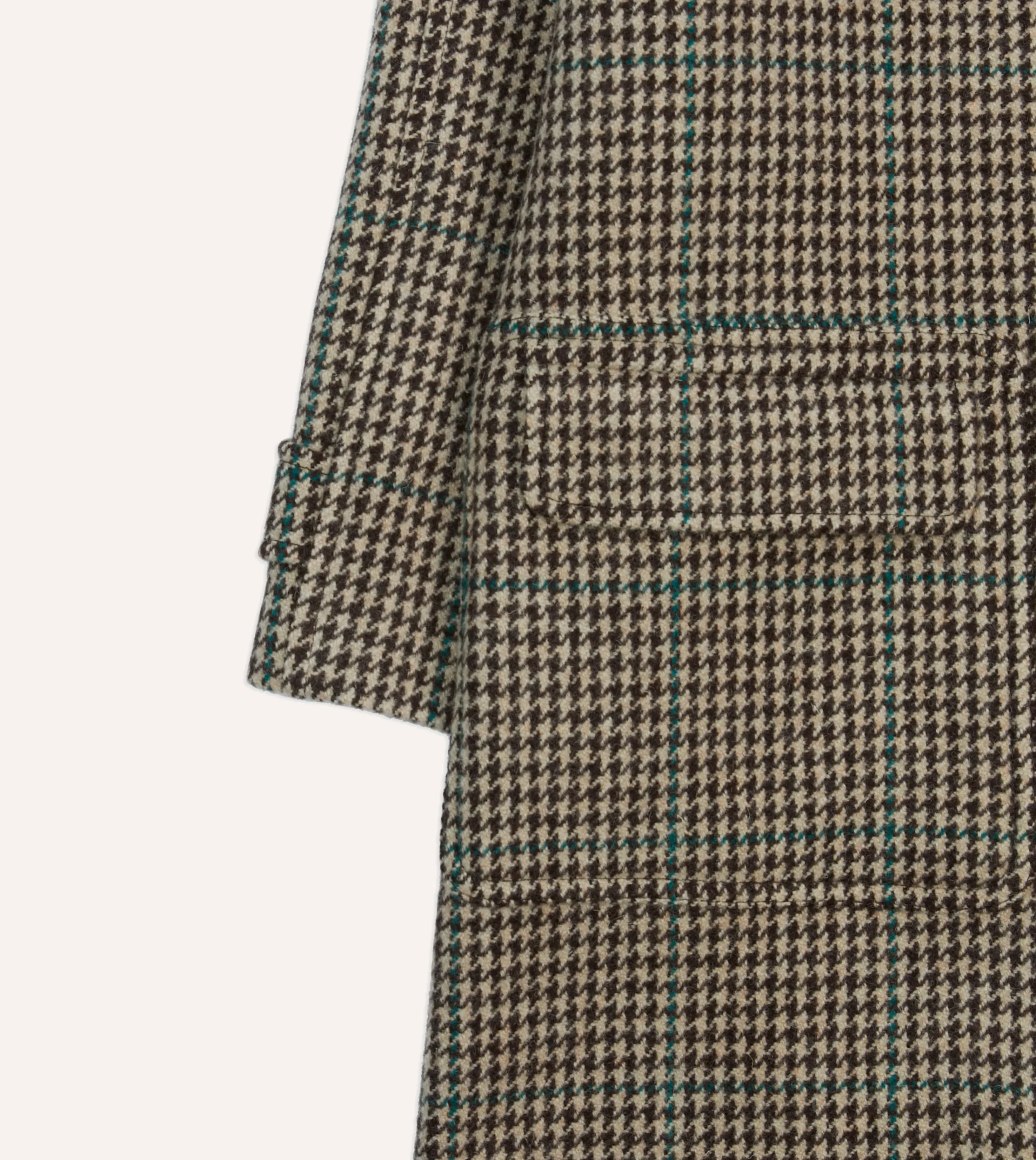 Drake’s Houndstooth Check Wool Raglan Coat