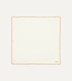 Drake’s Ivory And Gold Shoestring Border Silk Pocket Square