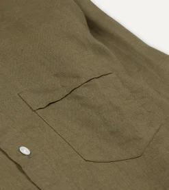 Drake’s Linen Spread Collar Shirt