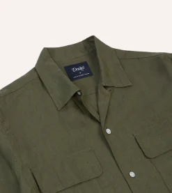 Drake’s Linen Camp Collar Long Sleeve Shirt
