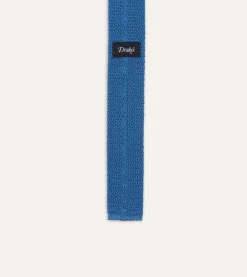 Drake’s Light Blue Knitted Silk Solid Colour Tie