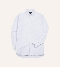 Drake’s Ticking Stripe Cotton Oxford Cloth Button-Down Shirt