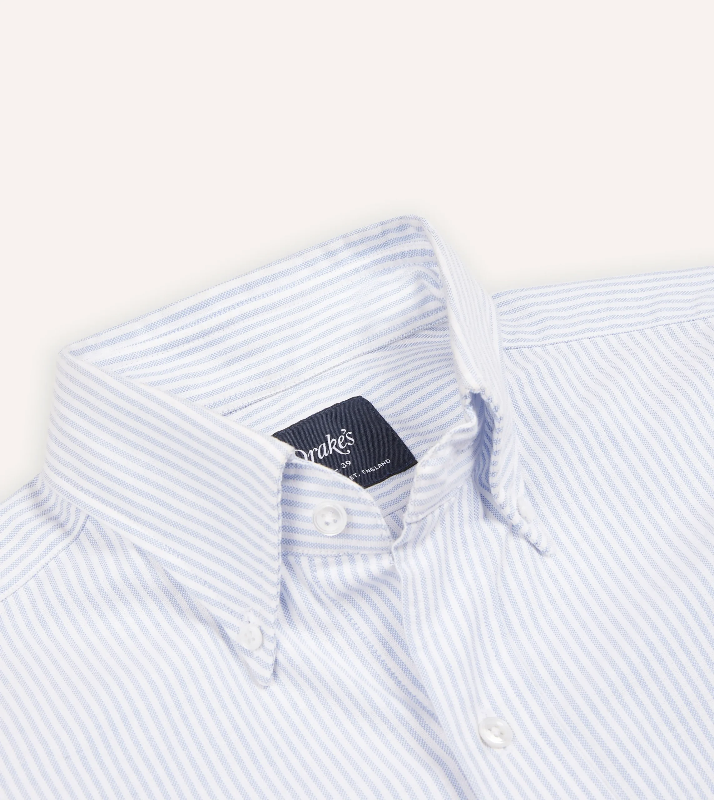 Drake’s Ticking Stripe Cotton Oxford Cloth Button-Down Shirt