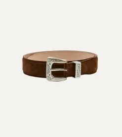 Drake’s Light Brown Suede Western Belt
