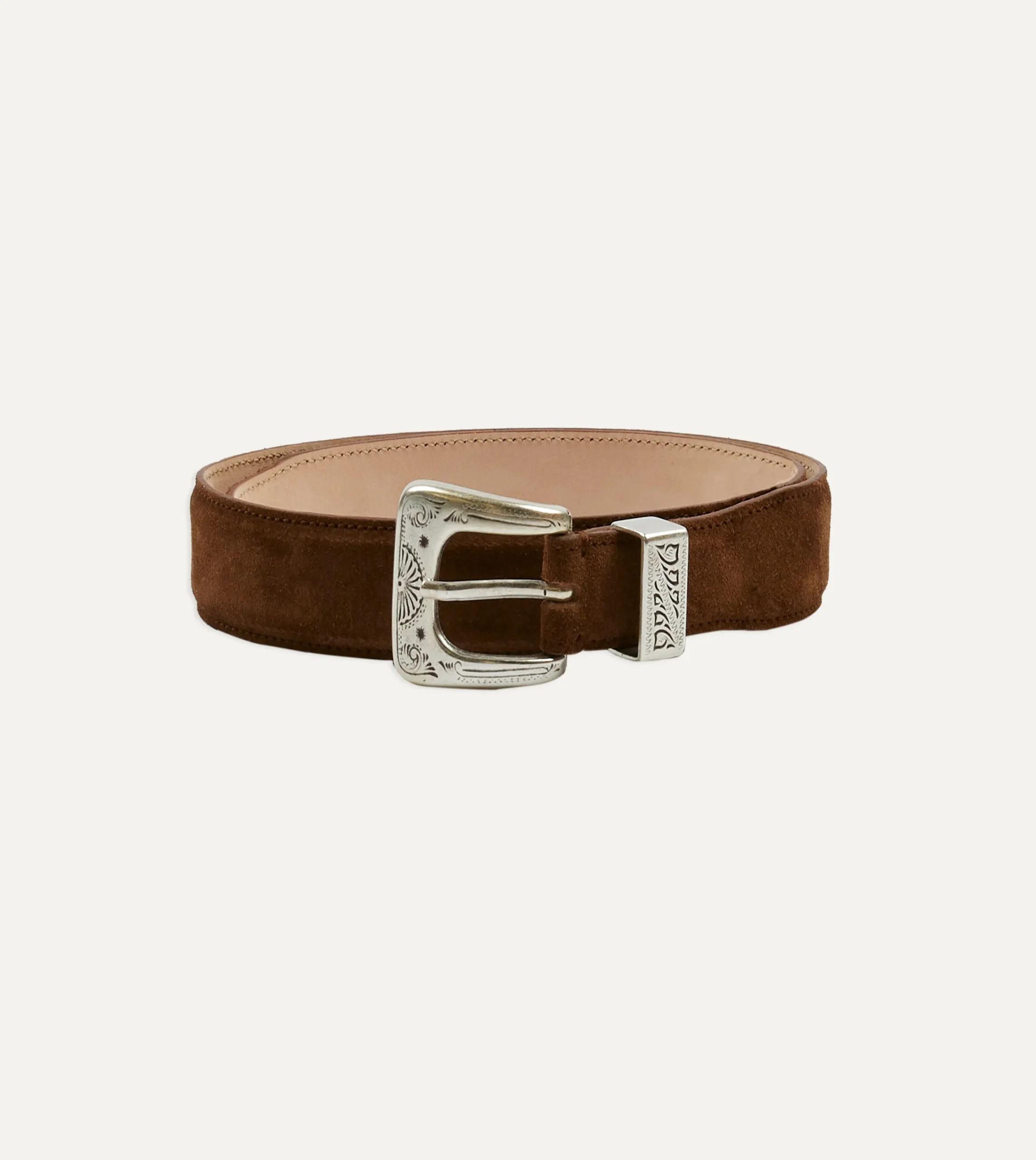 Drake’s Light Brown Suede Western Belt